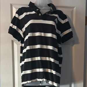 AEROPOSTALE Black and White Striped Polo Shirt